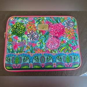 New 15” Lilly Pulitzer laptop sleeve with detachable cord pouch Golden Hour